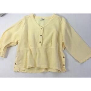 Click Color Me Cotton Size Medium Linen Lagenlook Linen Blouse Back Multi Split